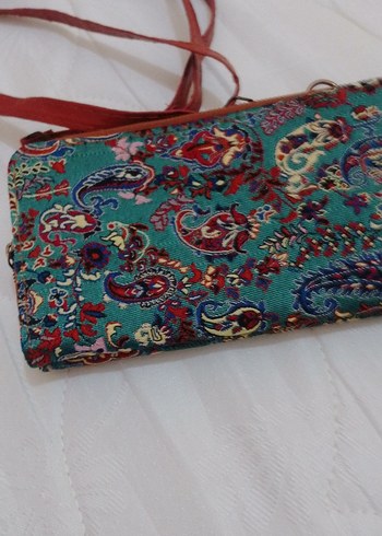 Nakışlı Kırmızı Deri Kadın Çanta - Görsel 2