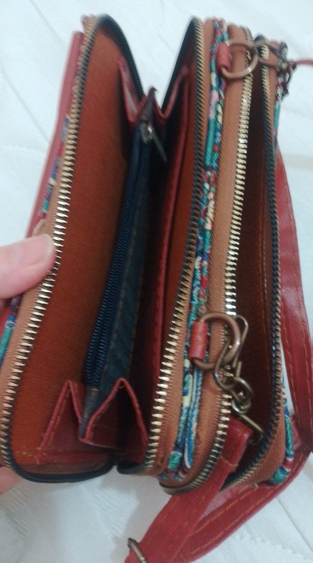 Nakışlı Kırmızı Deri Kadın Çanta - Görsel 3