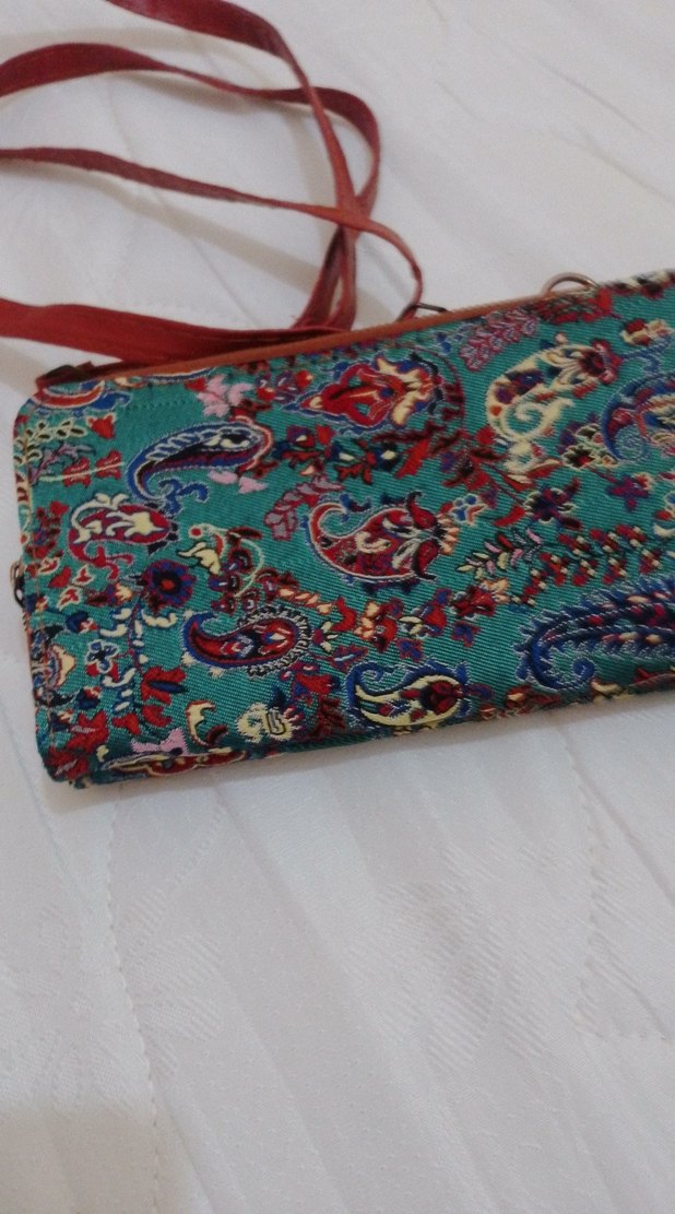 Nakışlı Kırmızı Deri Kadın Çanta - Görsel 2