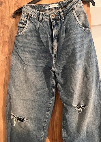 Gri Mavi Kadın Bol Kesim Kot Pantolon - Görsel 2