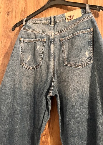 Gri Mavi Kadın Bol Kesim Kot Pantolon - Görsel 5