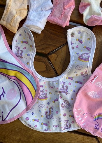Bebek için pastel renkli unicorn baskılı önlük - Görsel 4