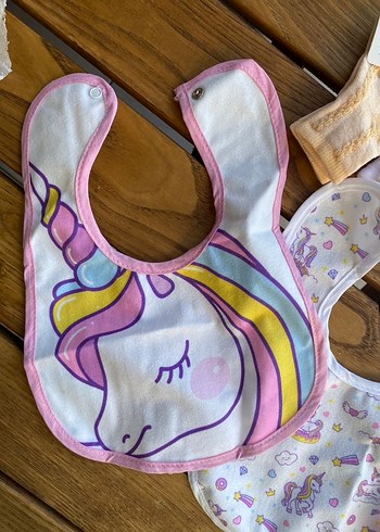 Bebek için pastel renkli unicorn baskılı önlük - Görsel 5