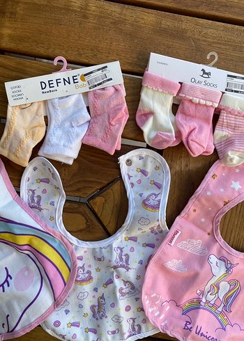 Bebek için pastel renkli unicorn baskılı önlük - Görsel 2