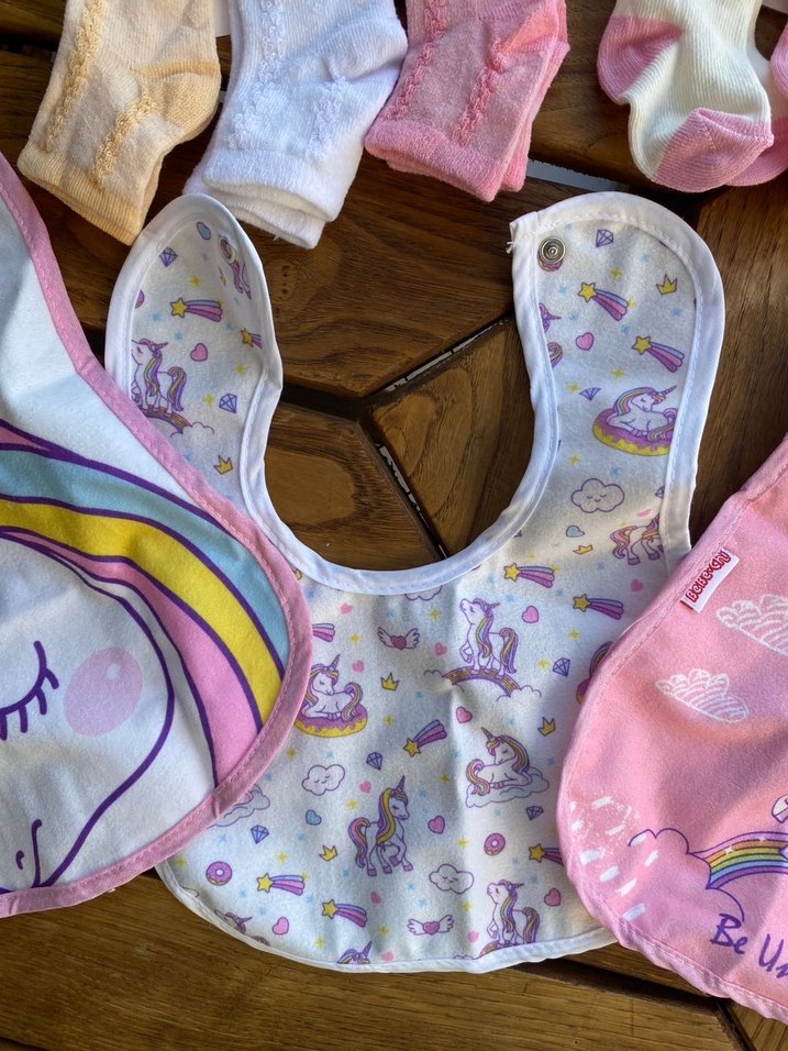 Bebek için pastel renkli unicorn baskılı önlük - Görsel 4