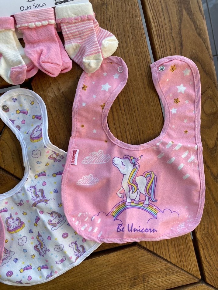 Bebek için pastel renkli unicorn baskılı önlük - Görsel 3