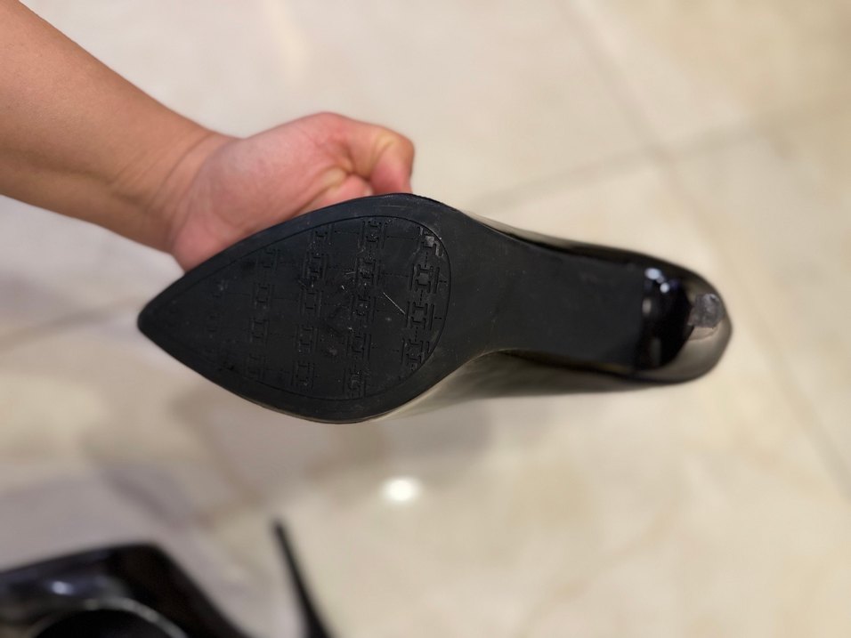 Parlak Gri Yılan Desenli Stiletto Topuklu Ayakkabı - Görsel 5