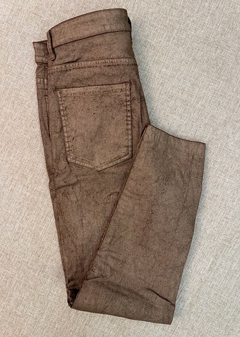 Kahverengi Kadın Deri Görünümlü Pantolon - Görsel 4