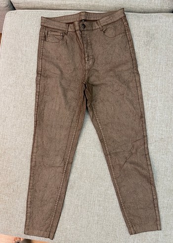 Kahverengi Kadın Deri Görünümlü Pantolon - Görsel 2