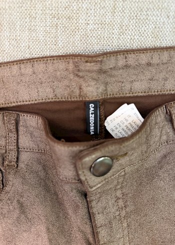 Kahverengi Kadın Deri Görünümlü Pantolon - Görsel 5