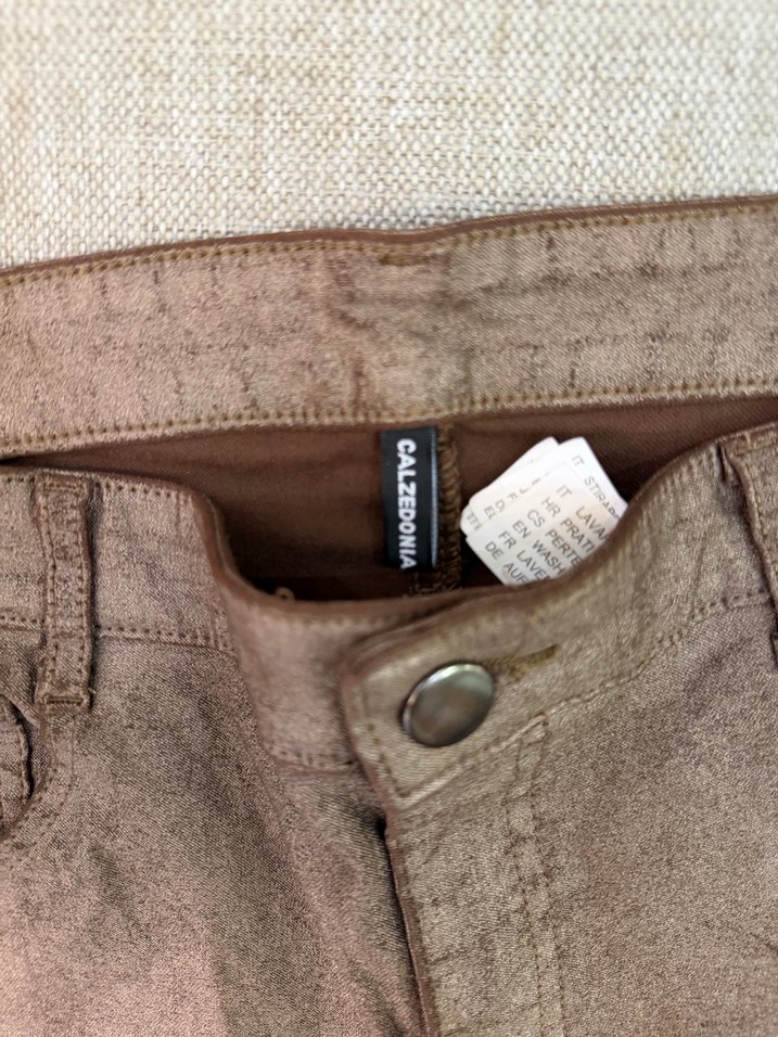 Kahverengi Kadın Deri Görünümlü Pantolon - Görsel 5