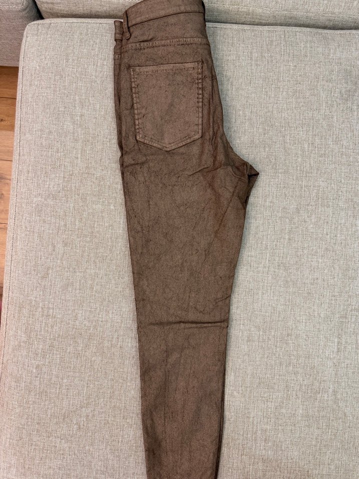 Kahverengi Kadın Deri Görünümlü Pantolon - Görsel 3