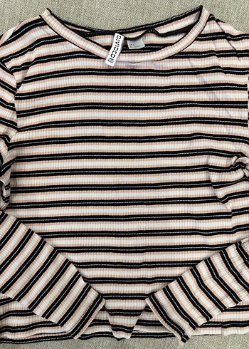 Çizgili Pamuklu Uzun Kollu Bluz - Görsel 2