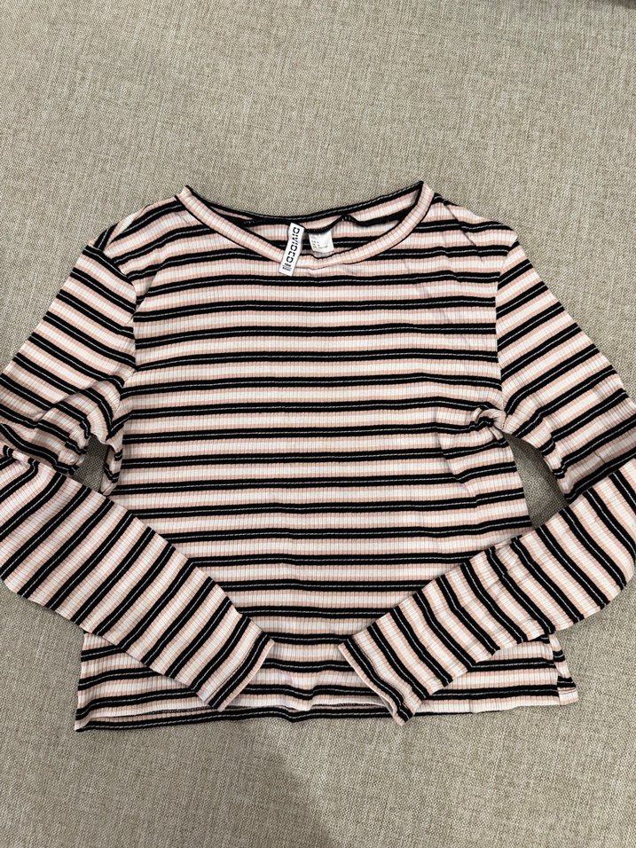 Çizgili Pamuklu Uzun Kollu Bluz - Görsel 3