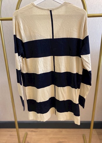 GAP Bej Siyah Çizgili Uzun Kadın Triko - Görsel 3