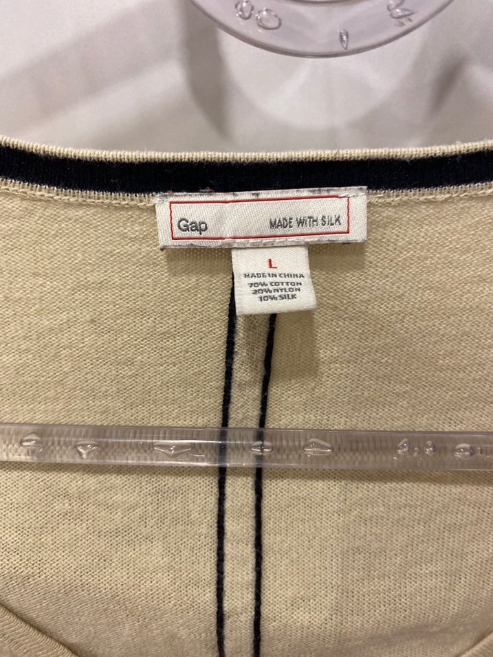 GAP Bej Siyah Çizgili Uzun Kadın Triko - Görsel 4