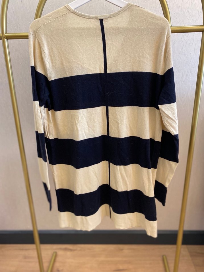 GAP Bej Siyah Çizgili Uzun Kadın Triko - Görsel 3