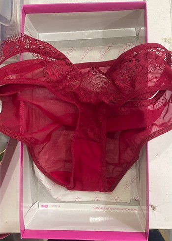 Kırmızı Bohem Dantelli Push-Up Sütyen Takımı 90B - Görsel 3