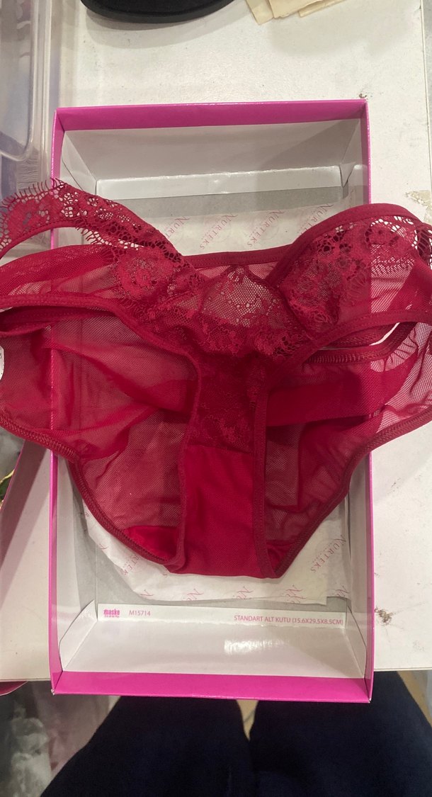 Kırmızı Bohem Dantelli Push-Up Sütyen Takımı 90B - Görsel 3