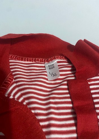 Kısa Kollu Kırmızı Çizgili Midi Elbise - Görsel 2