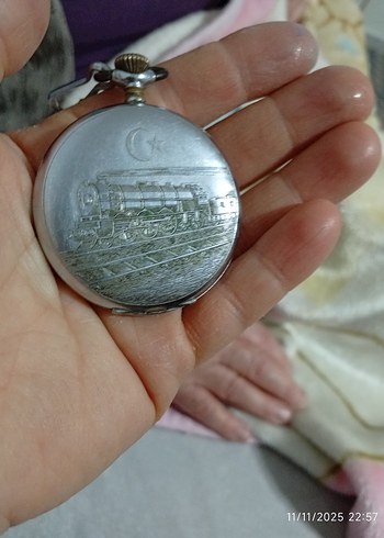 Nacar Vintage Erkek Cep Saati Beyaz Gri - Görsel 2