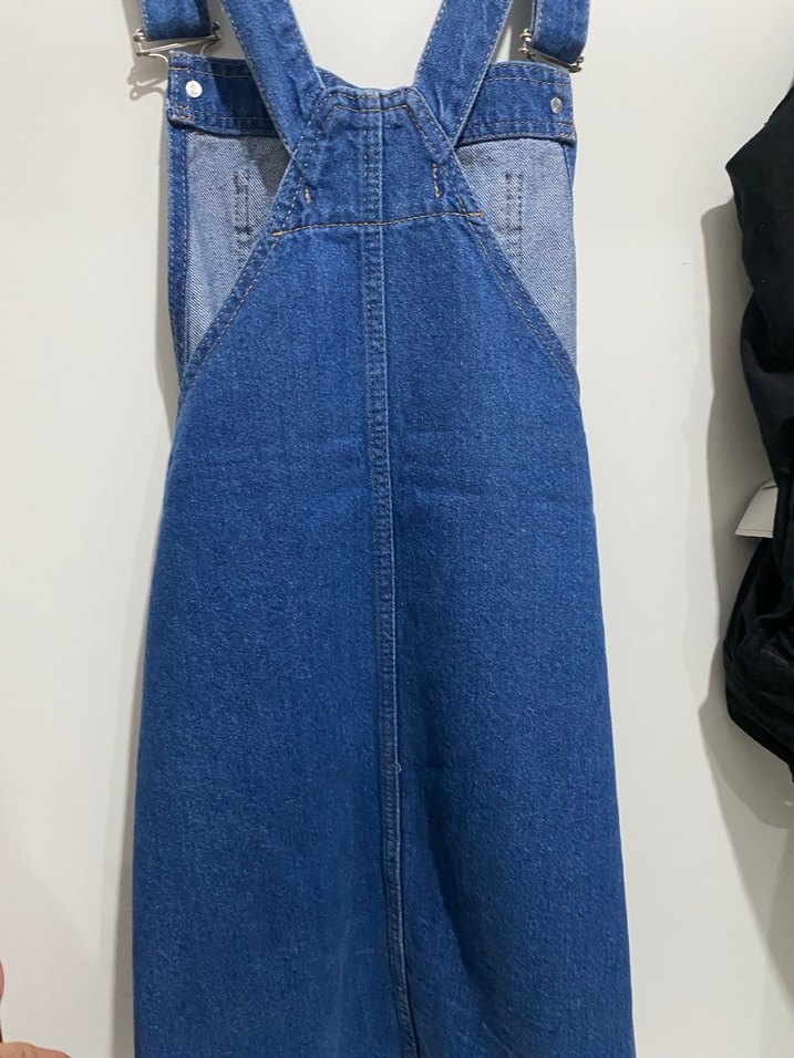 Kadın Mavi Denim Askılı Midi Salopet - Görsel 3