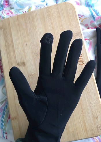 Düğmeli Siyah Süet Kadın Eldiven - Görsel 5