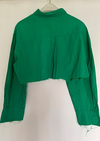 m Beden Zara Yeşil Uzun Kollu Oversize Crop