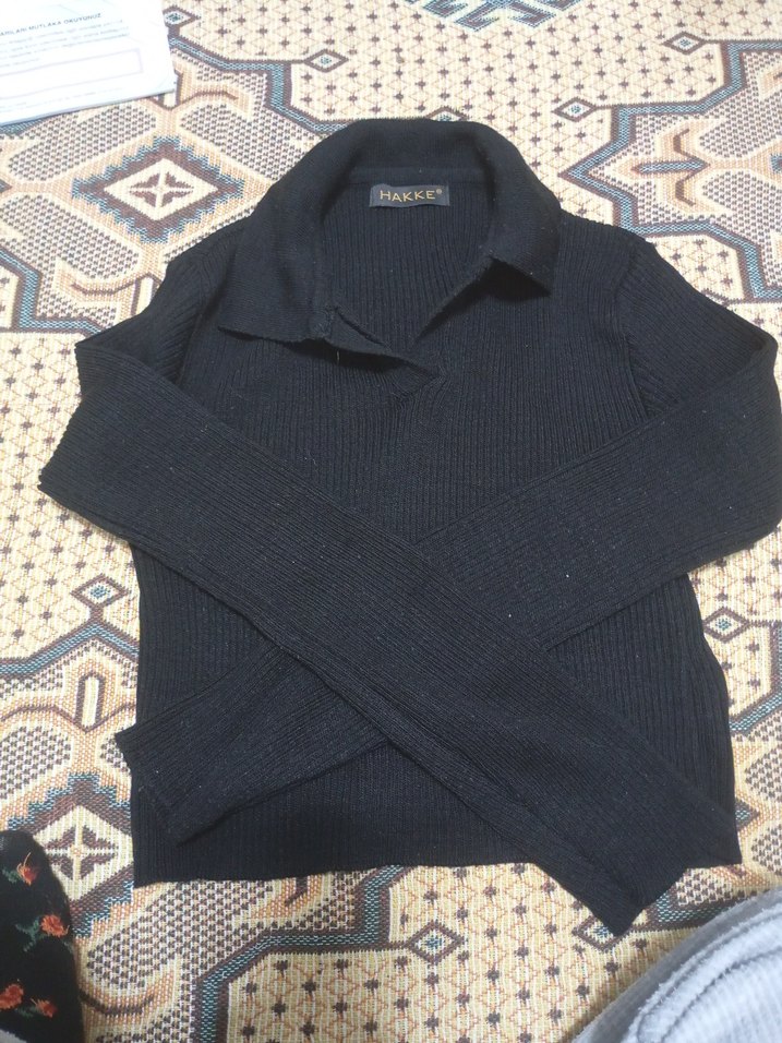 Siyah Kadın Balıkçı Yaka Triko Kazak - Görsel 2