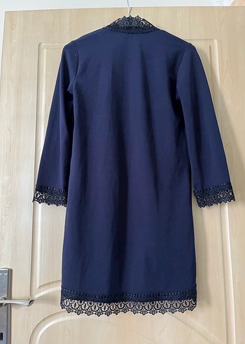 Lacivert Dantelli Midi Kadın hırka - Görsel 5