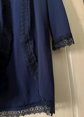 Lacivert Dantelli Midi Kadın hırka - Görsel 4