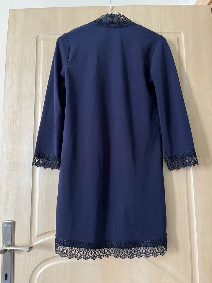 Lacivert Dantelli Midi Kadın hırka - Görsel 5