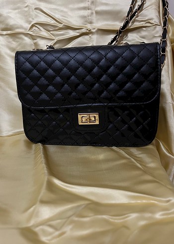 Siyah Kareli Deri Kadın Çanta - Görsel 4