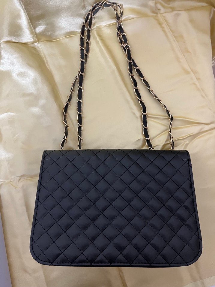 Siyah Kareli Deri Kadın Çanta - Görsel 2