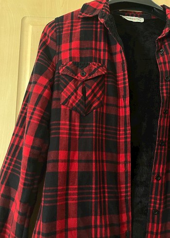 Kırmızı Kareli Kadın Gömlek - Görsel 3