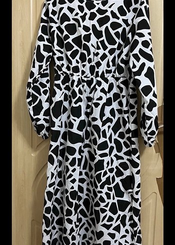 Uzun Kol Zebra Desenli Salaş Elbise - Görsel 5