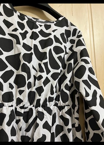 Uzun Kol Zebra Desenli Salaş Elbise - Görsel 6