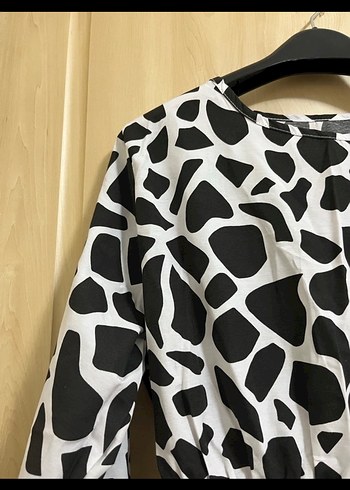 Uzun Kol Zebra Desenli Salaş Elbise - Görsel 4