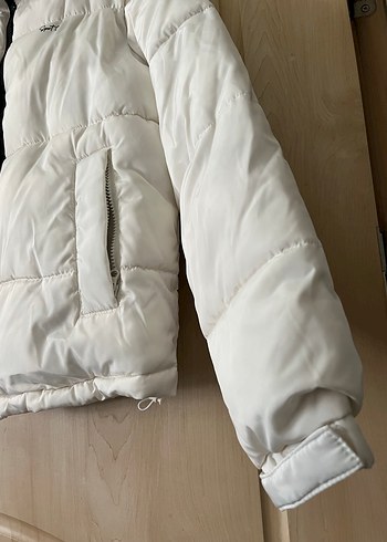 Beyaz Fermuarlı Kadın Kışlık Mont - Görsel 3