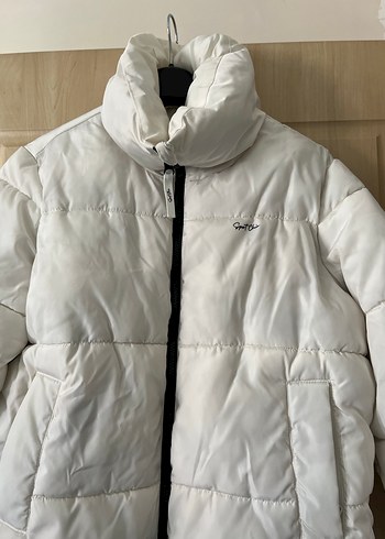 Beyaz Fermuarlı Kadın Kışlık Mont - Görsel 2