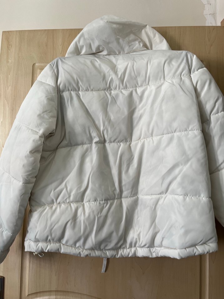 Beyaz Fermuarlı Kadın Kışlık Mont - Görsel 5