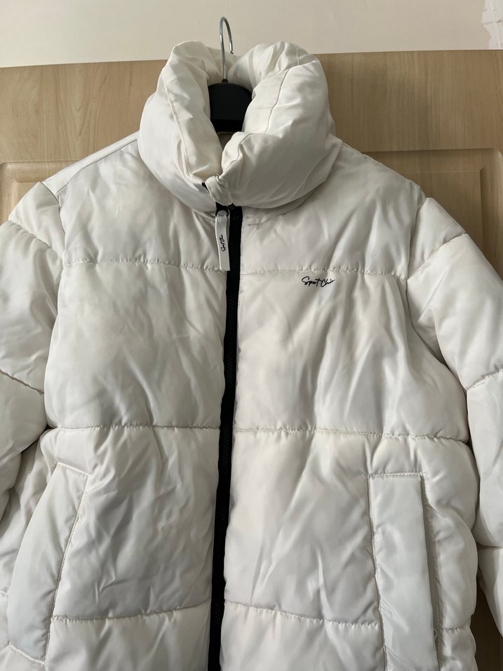 Beyaz Fermuarlı Kadın Kışlık Mont - Görsel 2