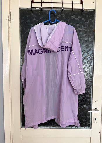 Uzun Lila Düğmeli Kadın Yağmurluk - Görsel 5