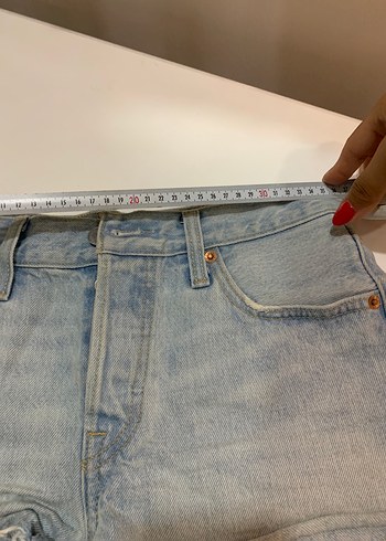 26 Beden mavi Renk Mavi Düğmeli Kadın Denim Mini Şort