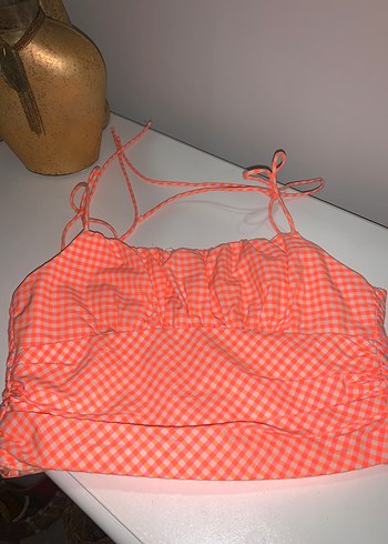 Zara Turuncu Ekose Zara crop top