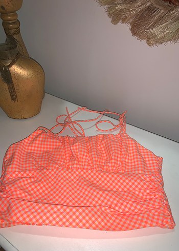 Turuncu Ekose Zara crop top