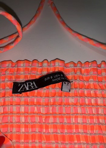 s Beden kırmızı Renk Turuncu Ekose Zara crop top