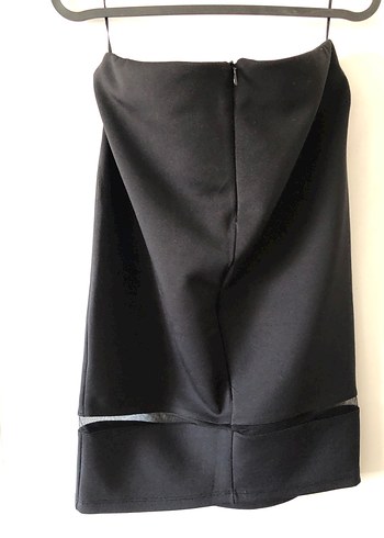 Drapeli Siyah diz üstü etek - Görsel 3