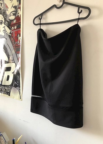 Drapeli Siyah diz üstü etek - Görsel 2