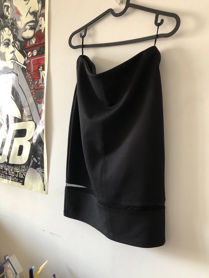 Drapeli Siyah diz üstü etek - Görsel 2